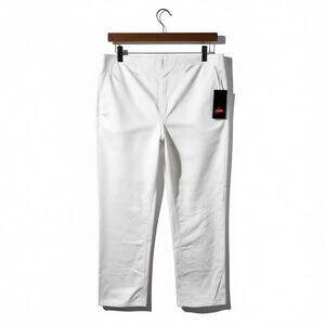 Denim & Co Cropped Jeans White Pull On Straight Leg High Rise Size 14 Tall New